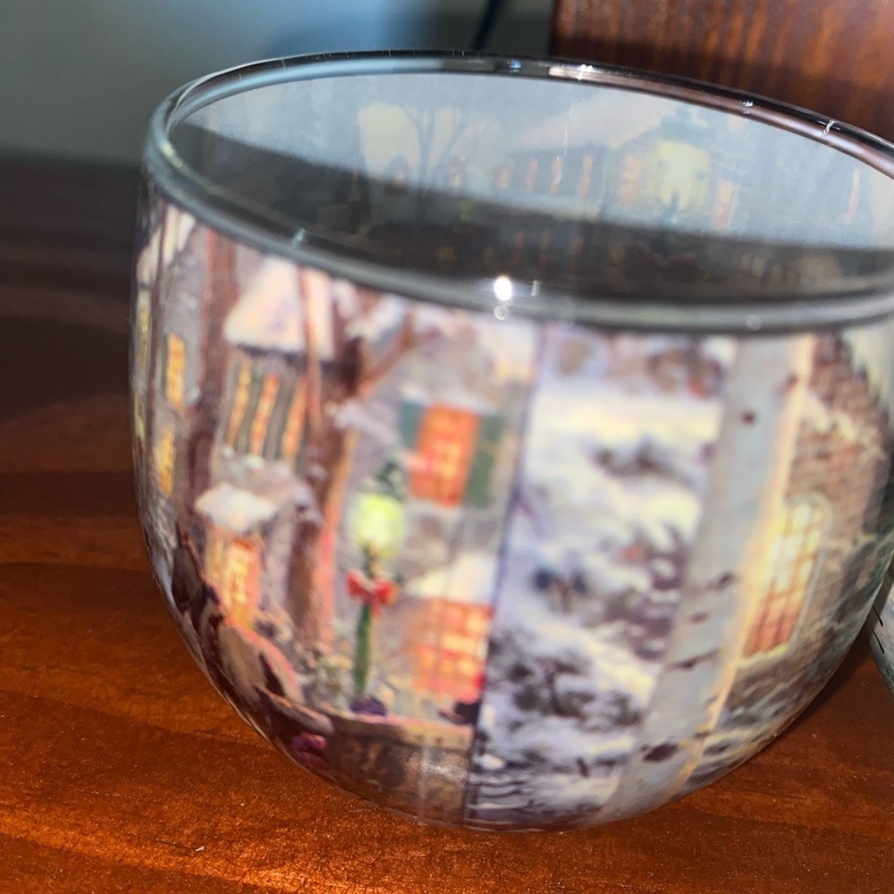 Thomas Kinkade Glade Holiday Village Scene Christmas Votive Candle Holders 4 Set - Picture 7 of 10